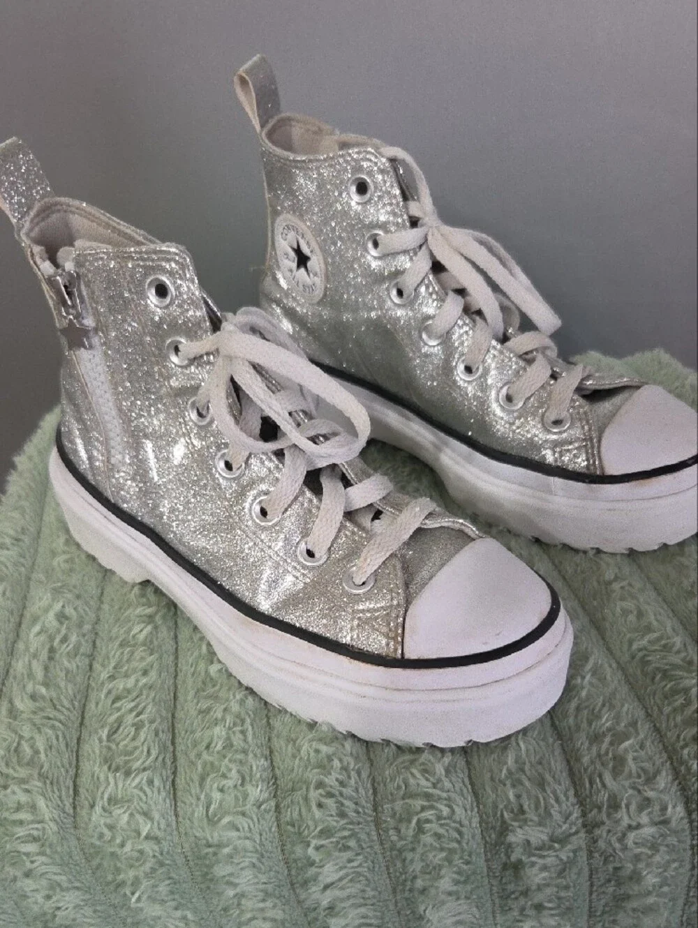 Converse Chuck Taylor All Star Lugged Lift Platform Glitter Canvas High Top Sz 3